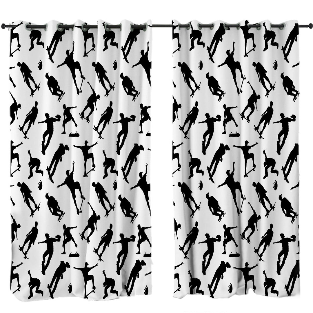 Cool Black and White Skateboarding Drapes