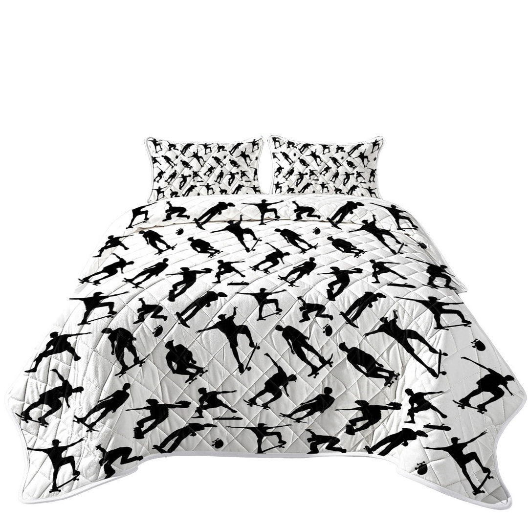 Cool Black and White Skateboarding King Size Quilt Sets