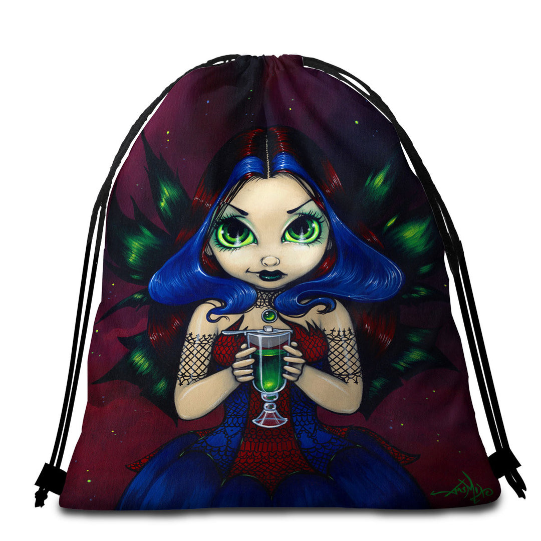 Cool Blue Haired Fairy Eyes of Absinthe Beach Towels and Bags Set