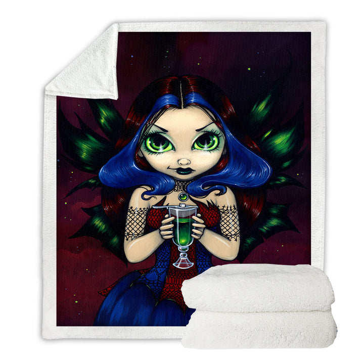 Cool Blue Haired Fairy Eyes of Absinthe Fleece Blankets