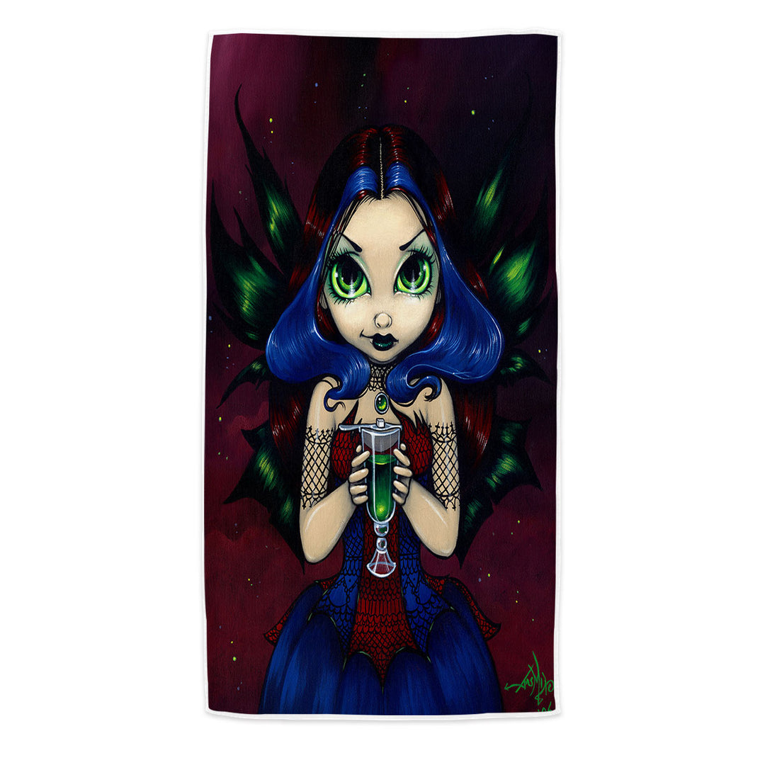 Cool Blue Haired Fairy Eyes of Absinthe Microfibre Beach Towels