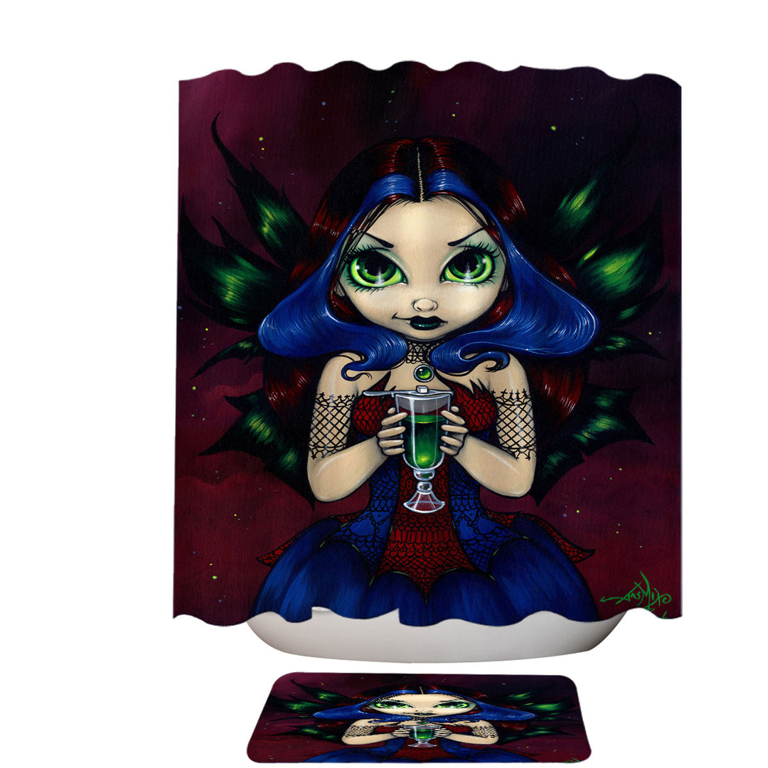 Cool Blue Haired Fairy Eyes of Absinthe Shower Curtain