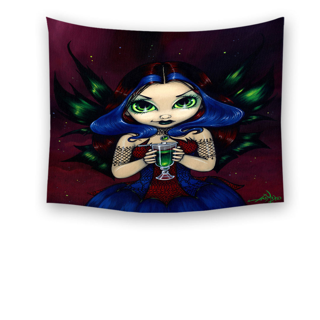 Cool Blue Haired Fairy Eyes of Absinthe Tapestry