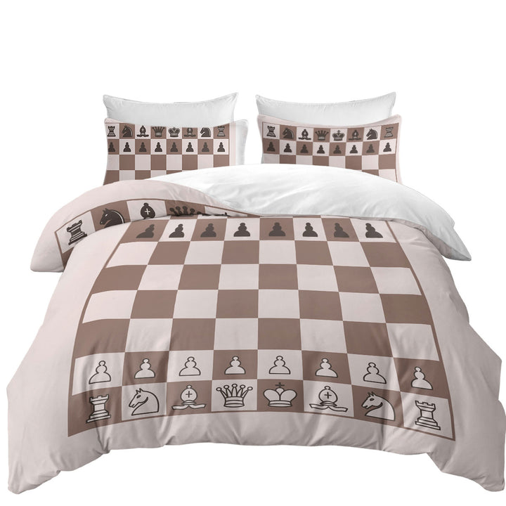 Cool Brown Chess Oversized King Duvet Cover