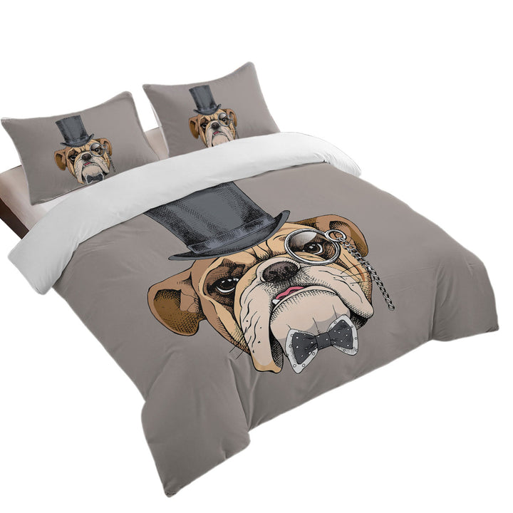 Cool Bulldog Gentleman California King Duvet Cover