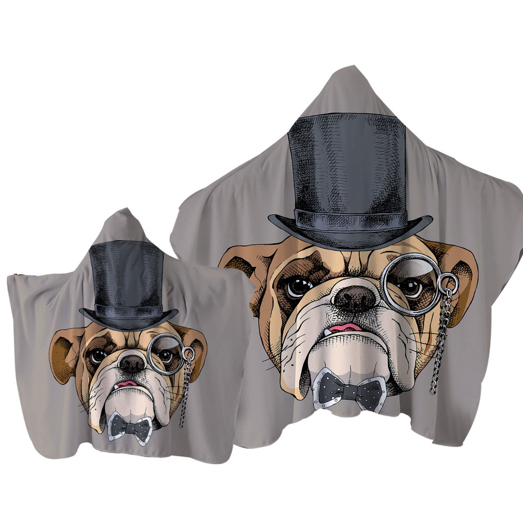 Cool Bulldog Gentleman Towel with Hood