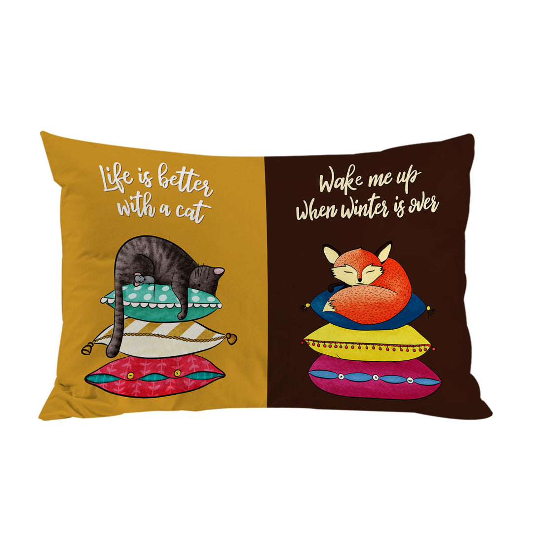 Cool Cat and Fox Funny Quote Pillowcases