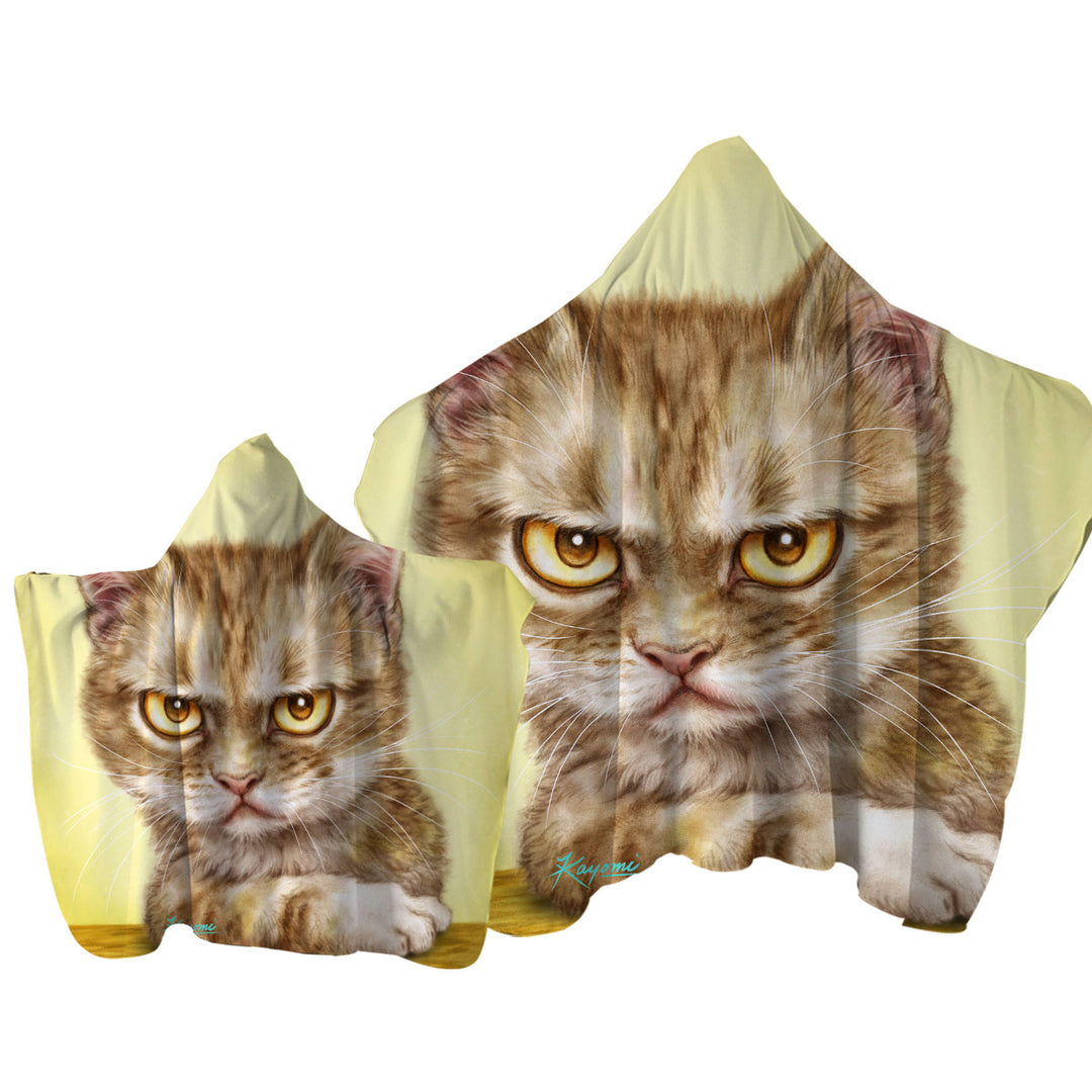 Cool Cats Art Serious Kitten Towel Hoodie