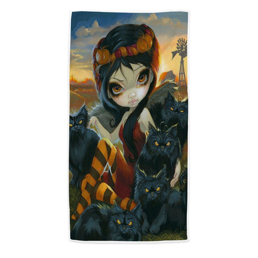 Cool Cats Beach Towels Autumn Kitties and the Dark Angelic Fairy