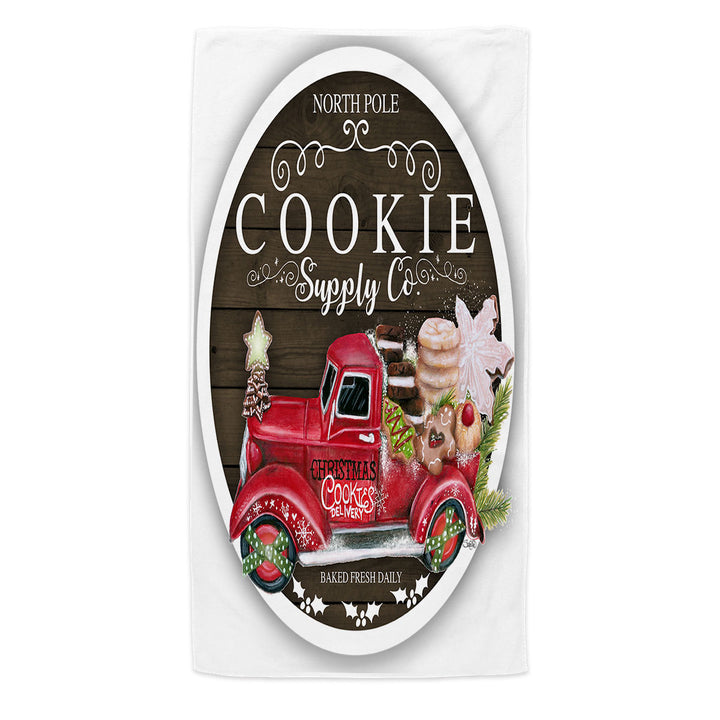 Cool Christmas Microfiber Beach Towel Truck Cookie Supply