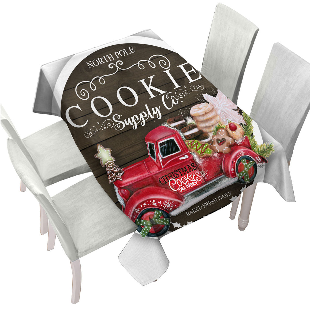 Cool Christmas Table Cloth Truck Cookie Supply