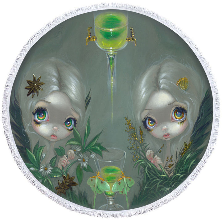 Cool Circle Beach Towel Anise and Artemesia Two Absinthe Fairy Twin