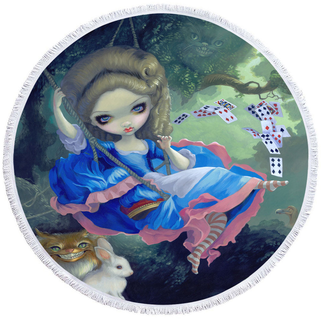 Cool Circle Beach Towel Fantasy Alice in Fragonard_s Swing