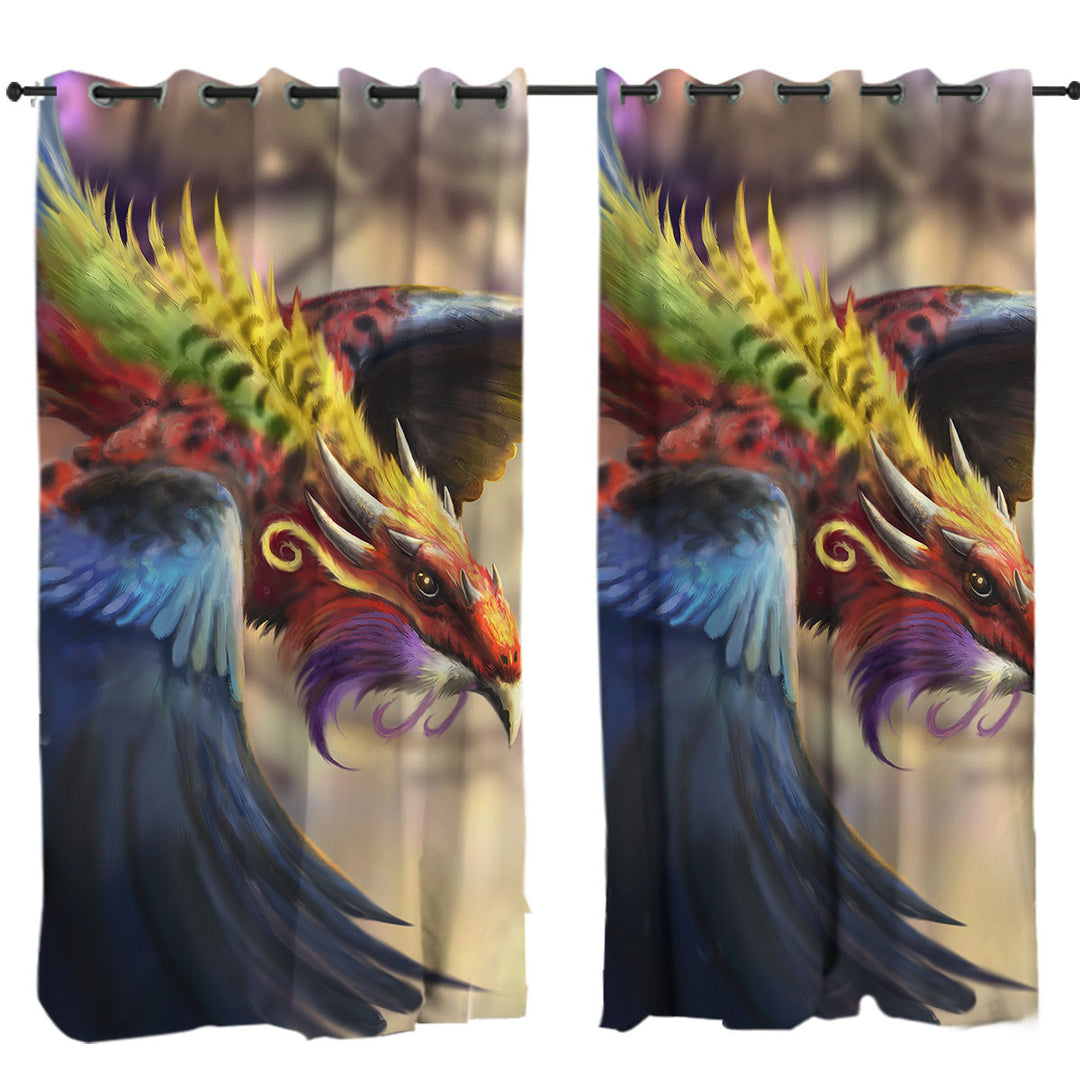 Cool Colorful Fantasy Eagle Dragon Curtains