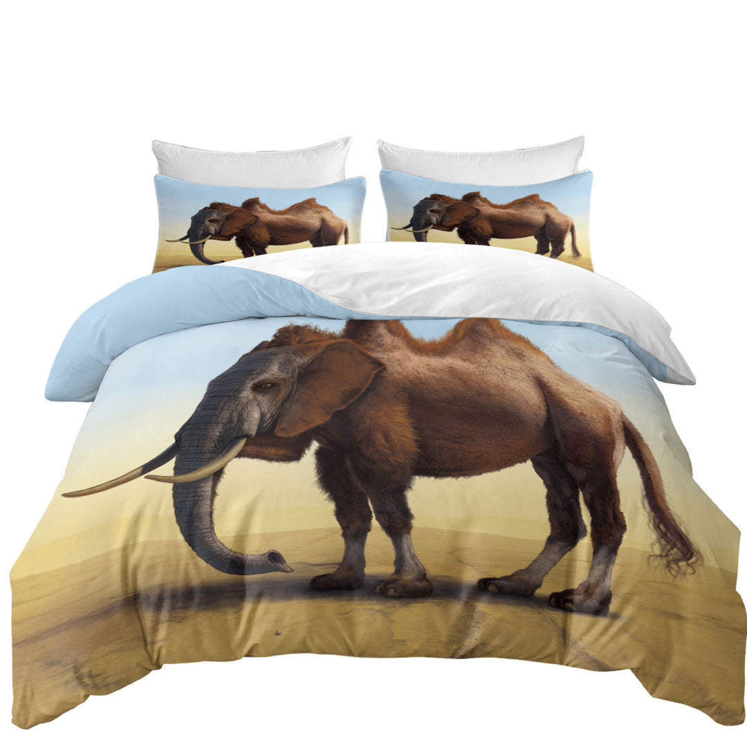 Cool Crazy Animal Art Camel vs Elephant Camelephant King Duvet Cover set