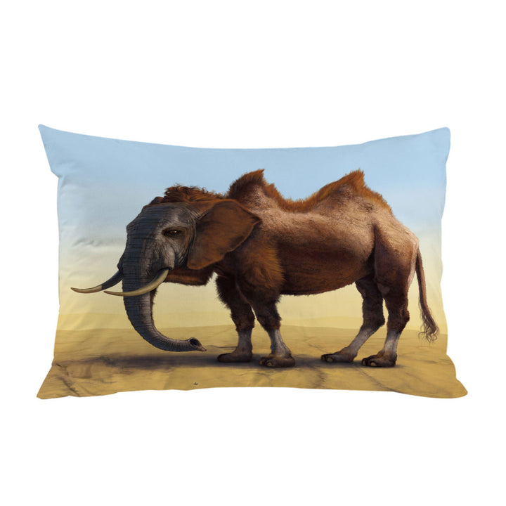 Cool Crazy Animal Art Camel vs Elephant Camelephant Pillowcase