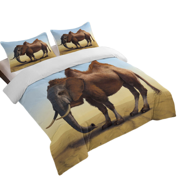 Cool Crazy Animal Art Camel vs Elephant Camelephant full Size Duvet Cover