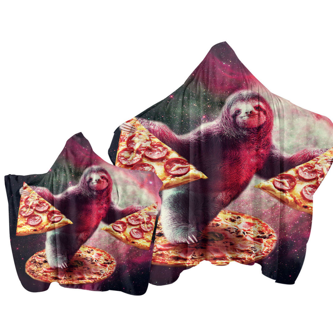 Cool Crazy Art Funny Space Sloth with Pizza Towel Hoodie