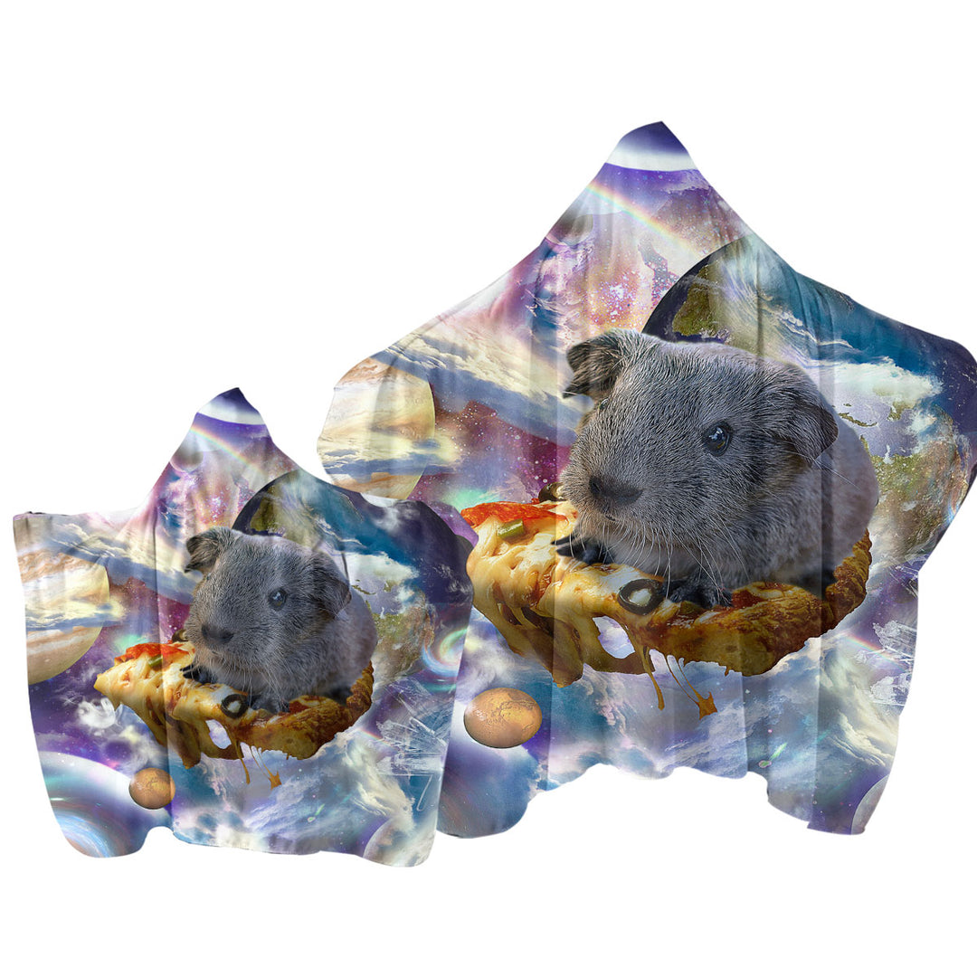 Cool Crazy Space Cute Guinea Pig on a Pizza Towel with Hood