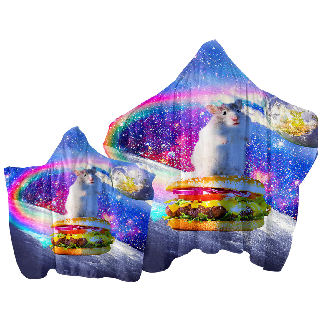 Cool Crazy Space Cute Hamster on a Burger Towel with Hood