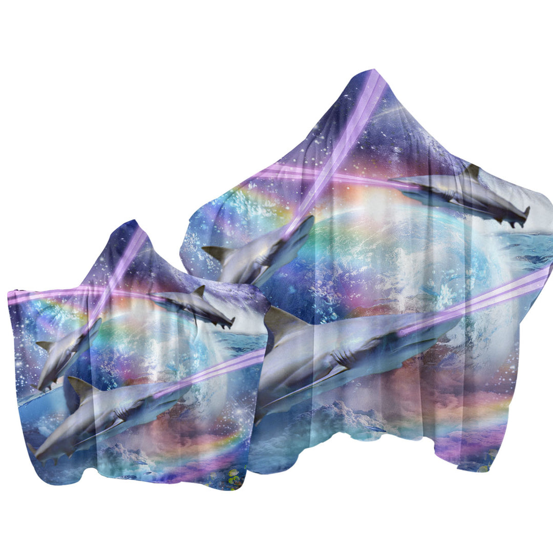 Cool Crazy Space Laser Sharks Towel Hoodie