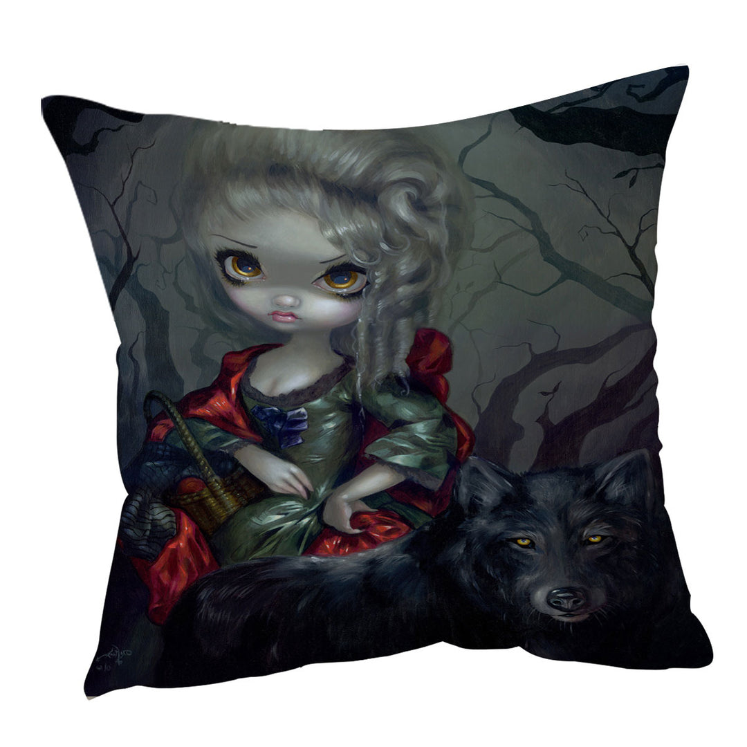 Cool Cushion Covers Fairytale Art Little Red Riding Hood and Wolf