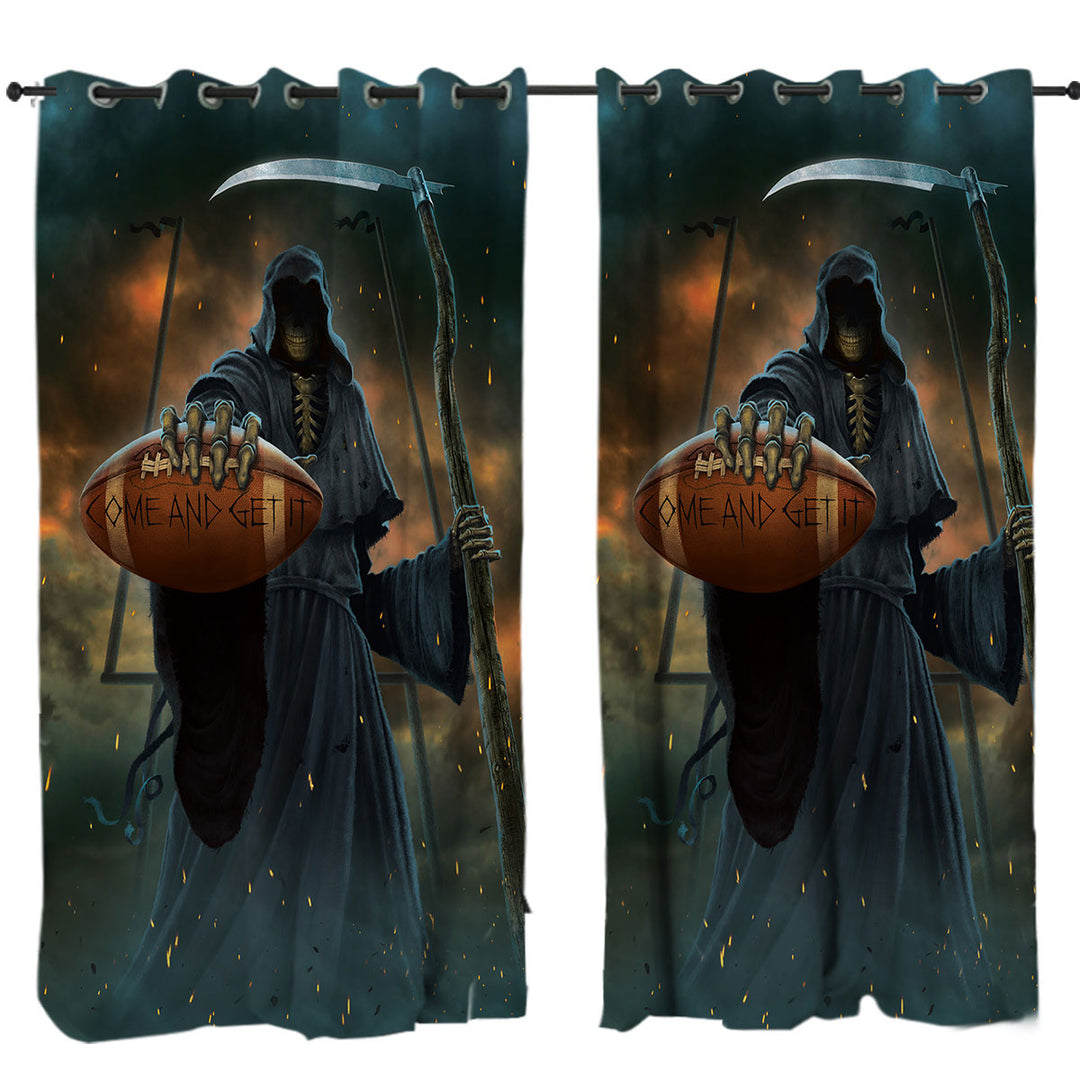 Cool Dark Art Football Coach vs Angel of Death Curtains