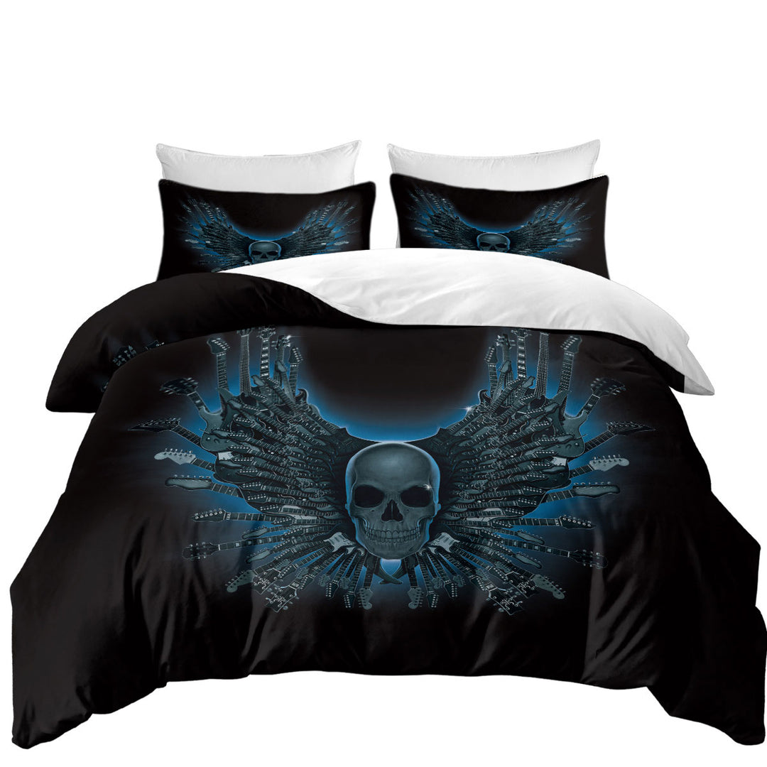 Cool Dark Art Guitar Strings Skull Bed Covers