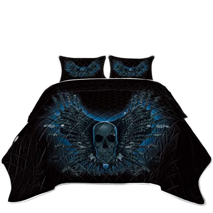 Cool Dark Art Guitar Strings Skull Coverlet