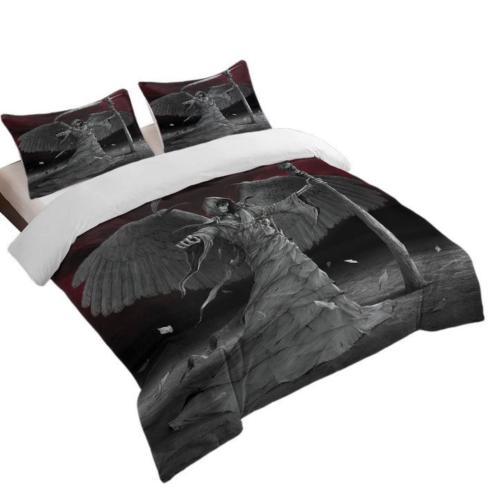 Cool Dark Art Time is Up Angel of Death Oversized King Duvet Cover