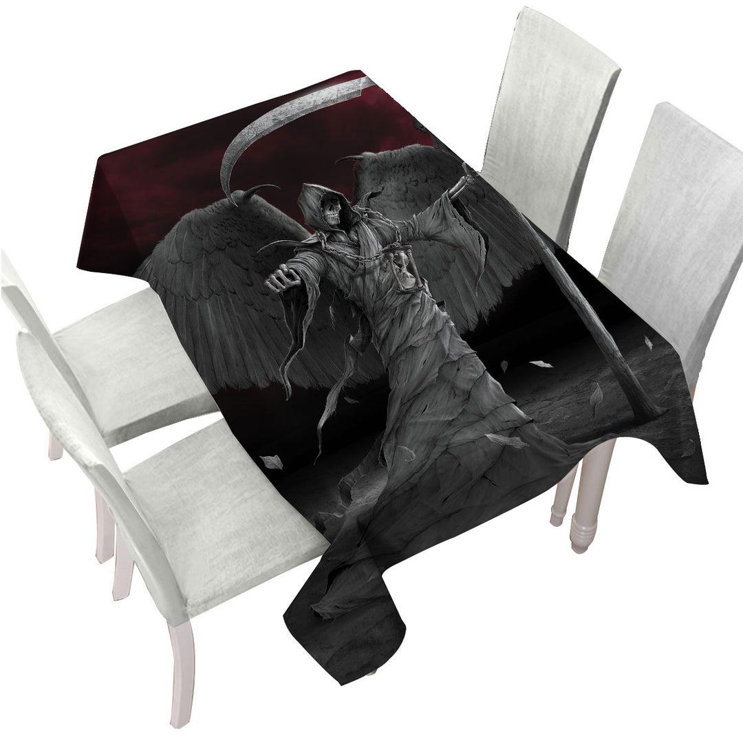 Cool Dark Art Time is Up Angel of Death Tablecloth