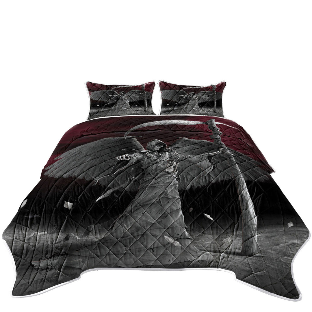 Cool Dark Art Time is Up Angel of Death Twin Quilt