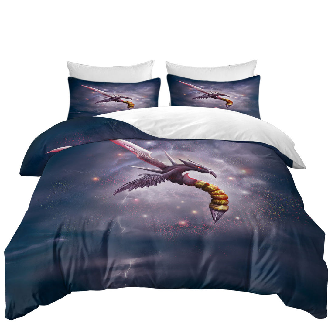 Cool Dark Dragon Blade Fiction Art Bed Covers