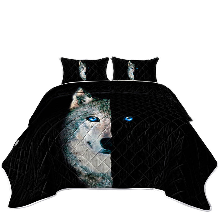 Cool Day Vs Night Wolf Coverlet