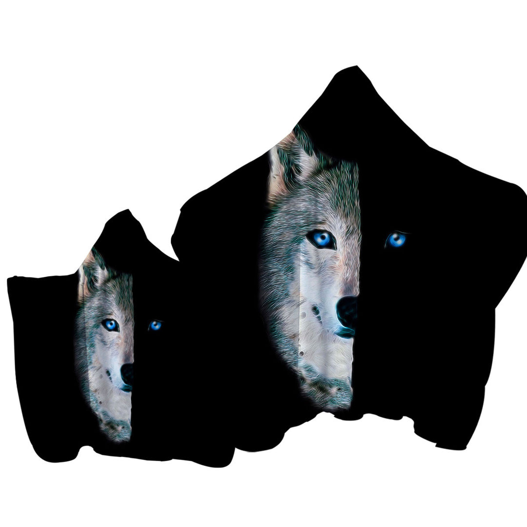 Cool Day Vs Night Wolf Hooded Beach Towel