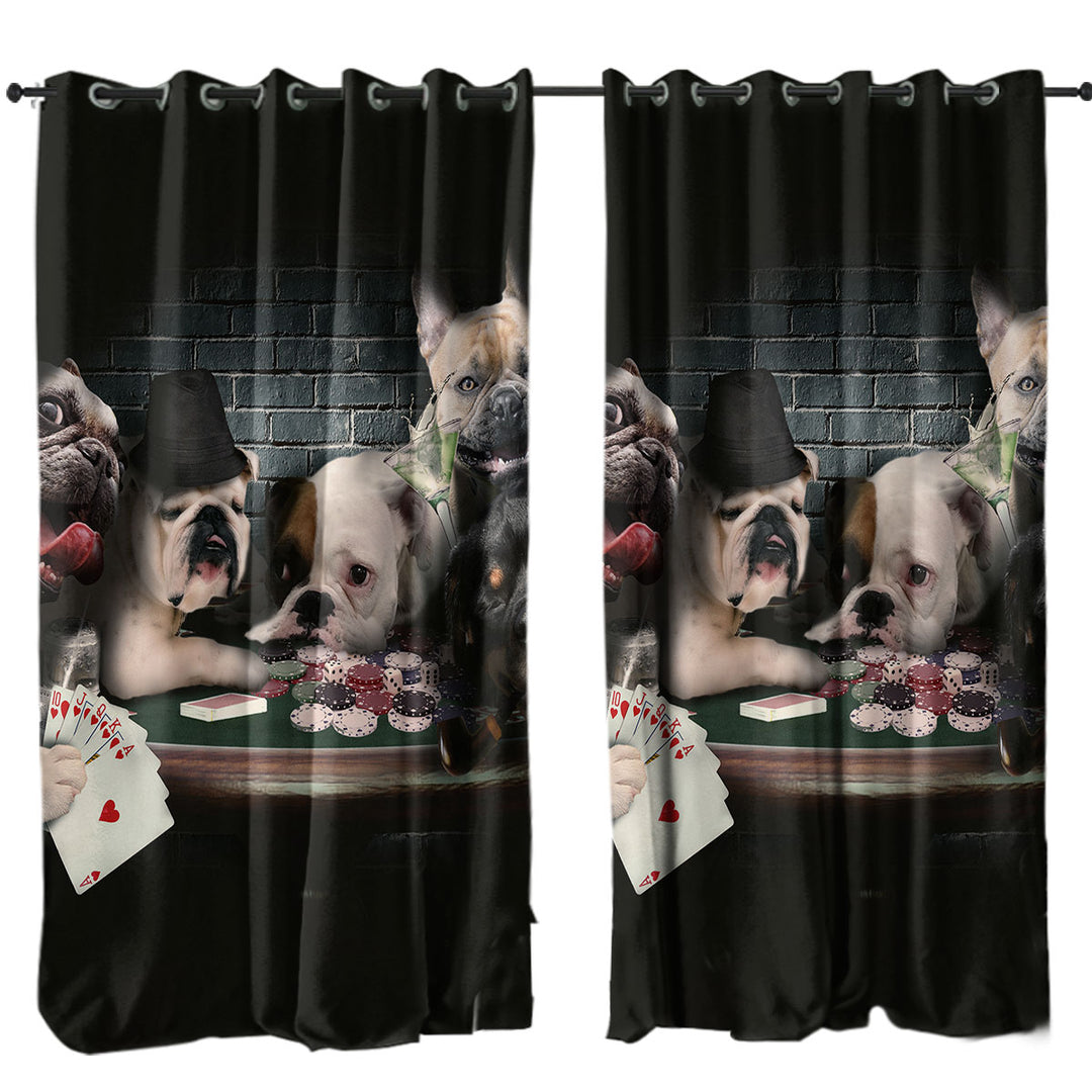 Cool Dogs Playing Cards Dogs Gambling Drapes for Living Room