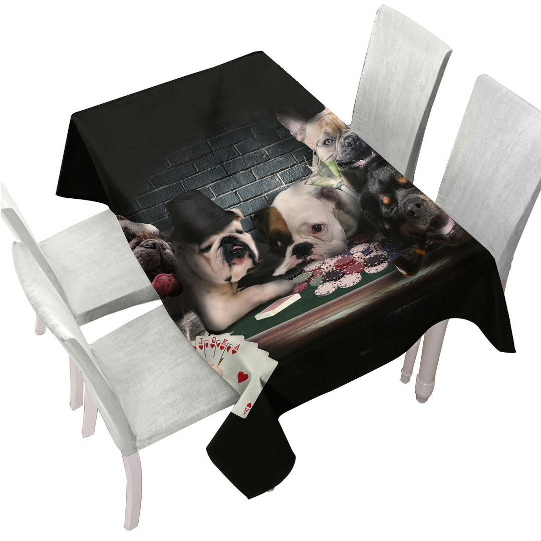 Cool Dogs Playing Cards Dogs Gambling Table Cover