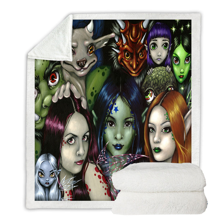 Cool Faery Folk Alliance Fantasy Creatures Throw Blanket