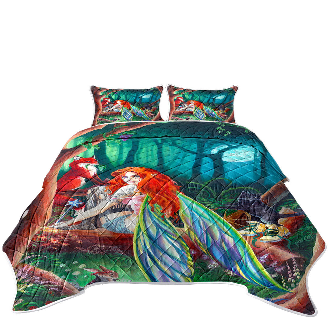 Cool Fairy Tale Forest Redhead Fairy and Friends Quilts