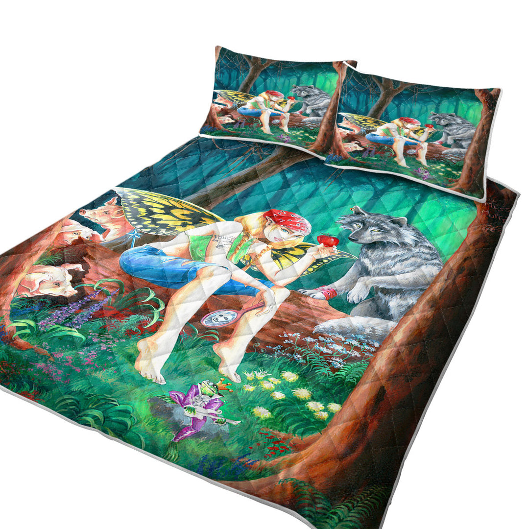 Cool Fairy Tale Forest Tough Fairy and Friends Coverlet