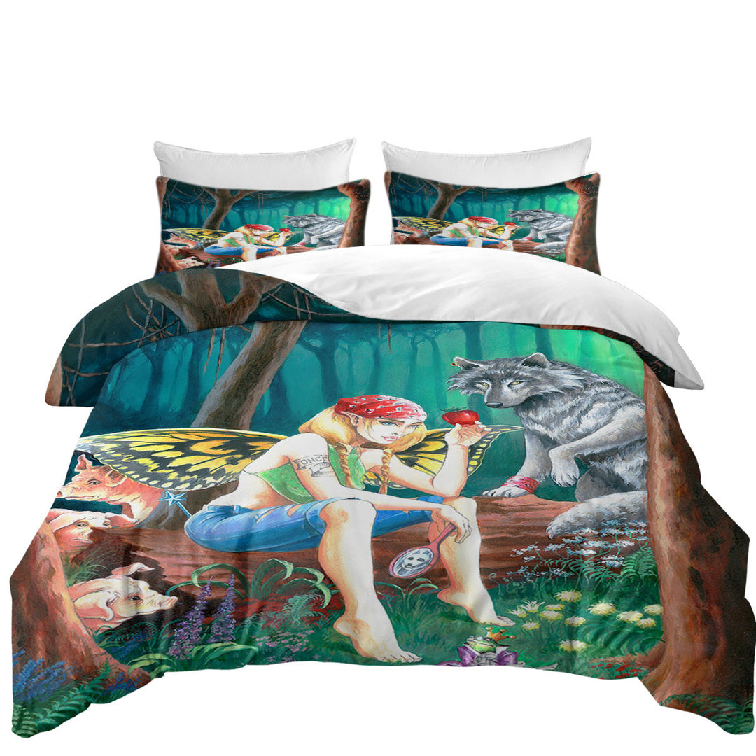 Cool Fairy Tale Forest Tough Fairy and Friends King Duvet Cover set