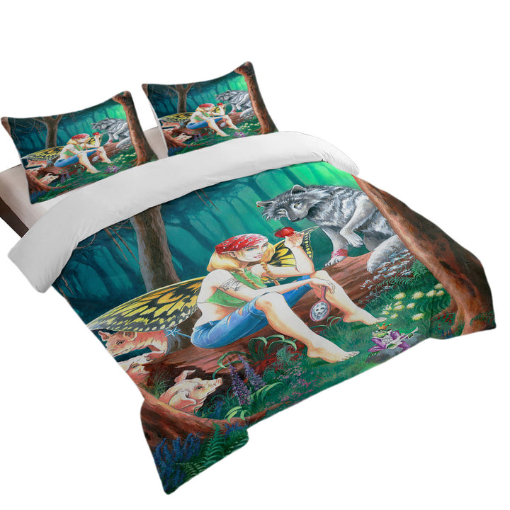 Cool Fairy Tale Forest Tough Fairy and Friends full Size Duvet Cover