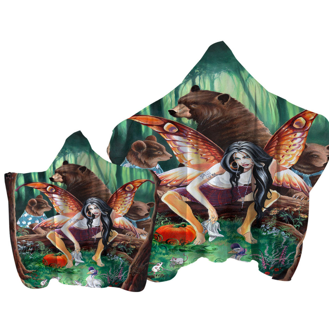 Cool Fairy Tale Tough Fairy and Three Bears Towel with Hood