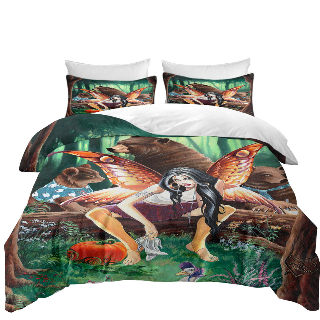 Cool Fairy Tale Tough Fairy and Three Bears full Size Duvet Cover