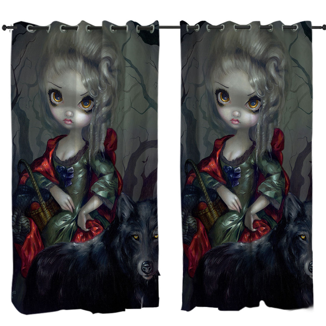 Cool Fairytale Art Little Red Riding Hood and Wolf Curtains for Bedroom