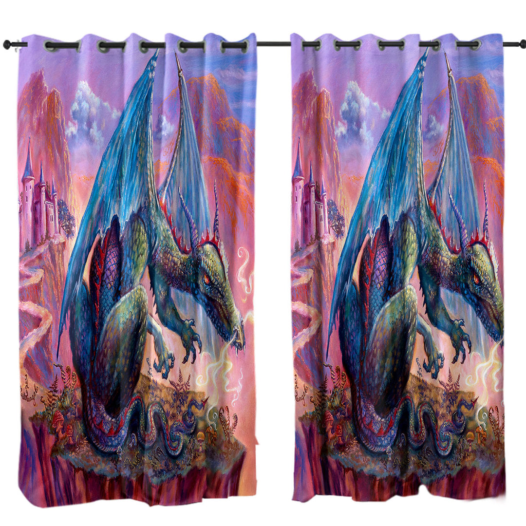 Cool Fantasy Art Angry Dragon Curtain