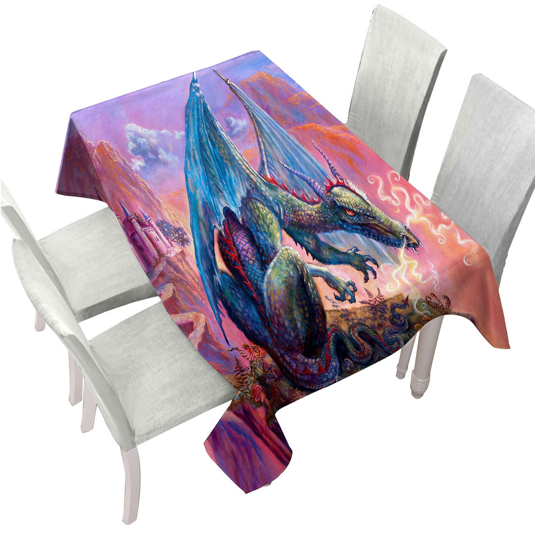 Cool Fantasy Art Angry Dragon Tablecloth