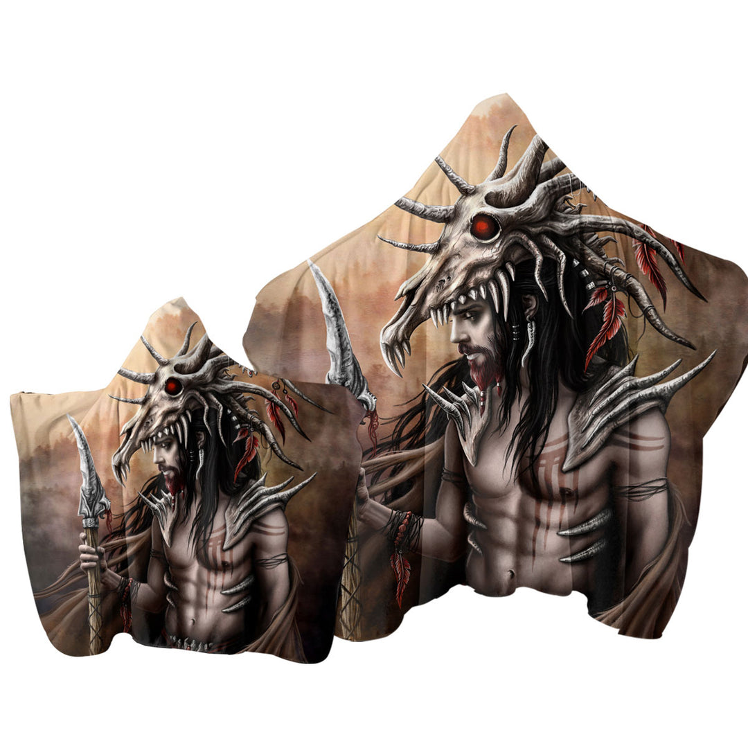 Cool Fantasy Art Brave Man the Hunter Hooded Beach Towel