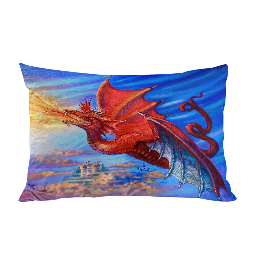 Cool Fantasy Art Breathing Fire Red Dragon Pillow Cases