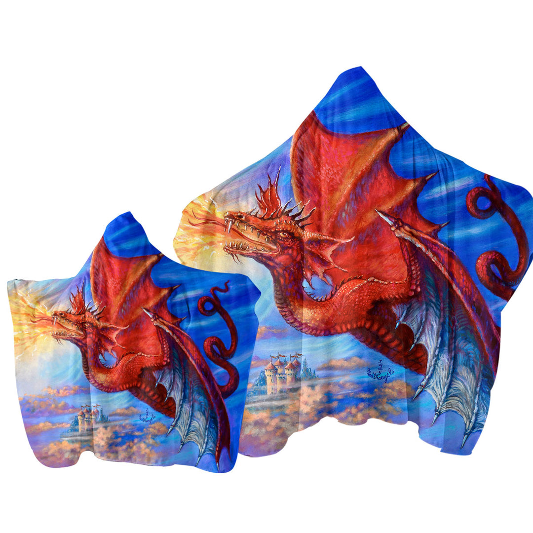 Cool Fantasy Art Breathing Fire Red Dragon Towel Hoodie